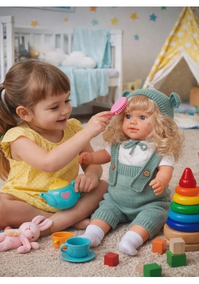 Konuşan Bebeğim 60 Cm Türkçe Konuşan Örgü Tulum Ve Şapkalı Kafası Bacakları Kolları Et Oyuncak Bebek 02082037