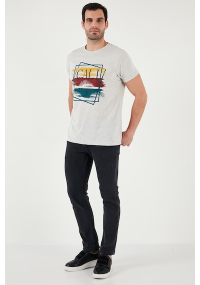 Buratti Pamuklu Slim Fit Bisiklet Yaka Erkek T Shirt 541California24 Açık Melanj