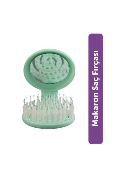 Beauty Makaron Extension Saç Fırçası - Kaynak Saçlara Özel, 3d Esnek, Aynalı, Çanta Boy Pastel Neon Mint