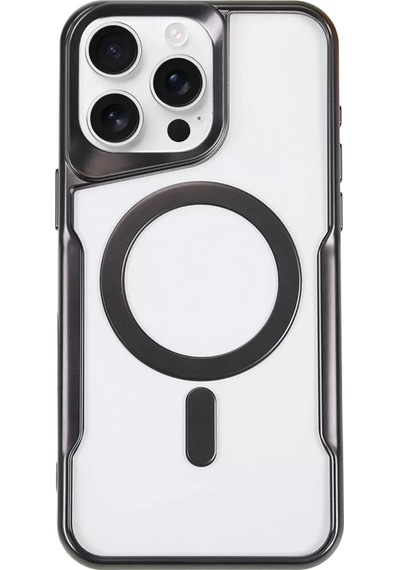 Newface Apple İphone 16 Pro Kılıf Boyi Magsafe Silikon Kapak - Siyah Şeffaf
