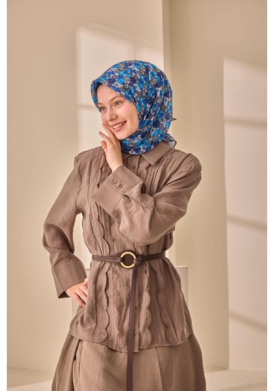 Silk Home Soft Eşarp 73092-06 Lacivert, Mavi, Füme, Gümüş, Beyaz