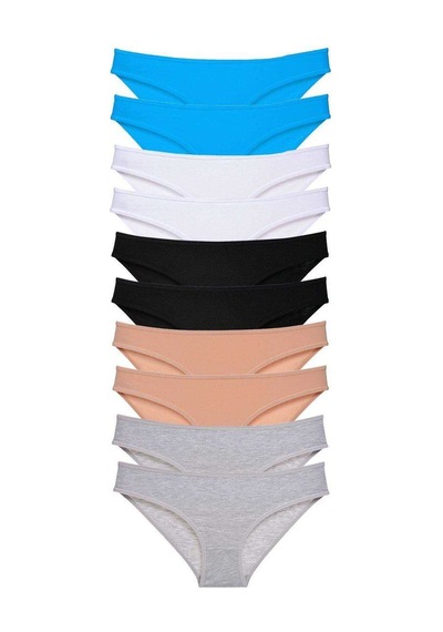 10 Adet Süper Eko Set Likralı Kadın Slip Siyah Ten Gri Beyaz Mavi Standart