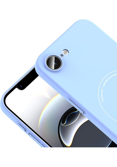 Maks Technology iPhone Uyumlu 16e Kılıf M-safe Şarj Özellikli Kamera Korumalı Mkst Elio Sert Pc Kapak - Açık Mavi