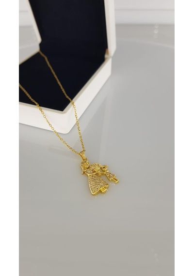 Anne Kız Öğretmen Hediye Çelik Kolye Gold