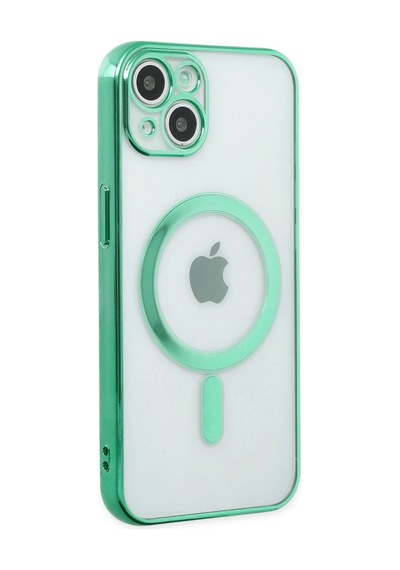 Newface Apple iPhone Uyumlu 14 Plus Kılıf Magneticsafe Lazer Silikon - Semeglbl - 92 Haki Yeşil
