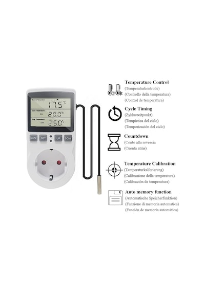 Ketotek Dijital Termostat Priz Termostatik Sıcaklık Kontrol Fişi 220v Sonda İle İçin Isıtıcı Fan Sera İnkübatö