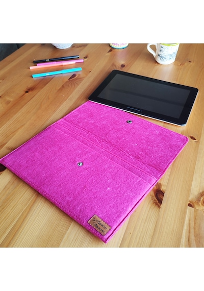 Ju Yaratıcı Tasarım Keçe Tablet Kılıfı Mavi Samsung Uyumlu Asus Le