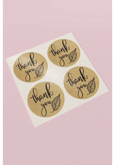 Thank You Kraft Yapraklı Kargo Paket Sticker Etiketi 3x3cm St2064 Çok Renkli