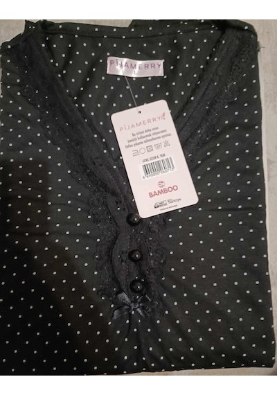 Pijamerry Kadın Bambu Baharlık Dantel Yaka Uzun Kol İnce Pijama Takımı 5210s - 1 Adet Siyah Pijamerry Kadın Bambu Baharlık Dantel Yaka Uzun Kol İnce Pijama Takımı 5210s - 1 Adet Siyah