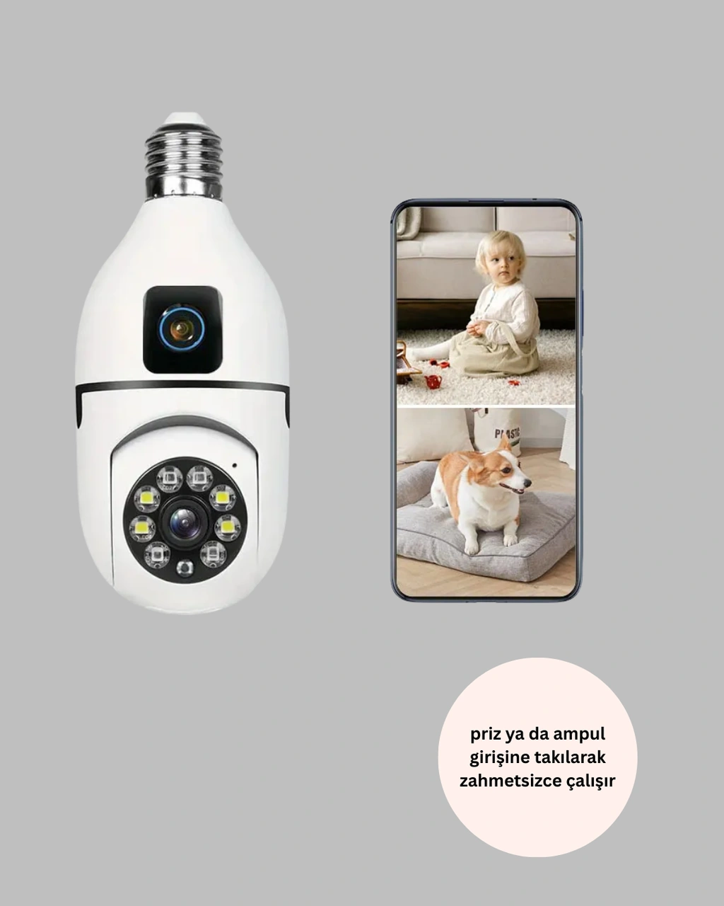 360 Derece Panoramik Wifi Kamera - Full Hd Ev Güvenlik Sistemi
