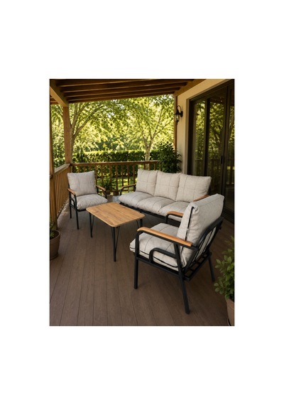 Bahçe Balkon Mobilyası 3+1+1 Gri Gri