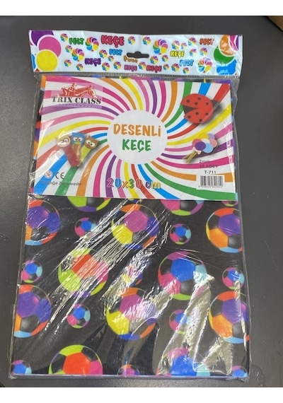 Trix Class Desenli Keçe 20x30 Cm 2mm Futbol Topu Desenli 10 Adet T-711 El Sanatları Keçe Kumaş