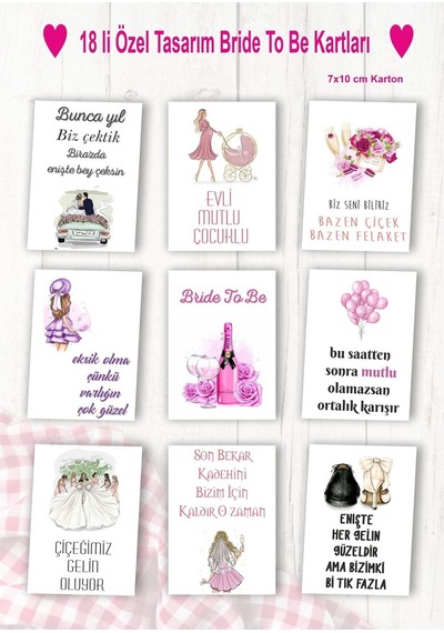 Bekarlıga Veda Bride To Be Kartları 18 Adet