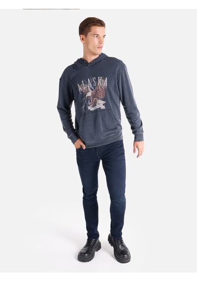 Colin's Colins Regular Fit Baskılı Kapüşonlu Antrasit Erkek Sweatshirt Cl1061755 Antrasit