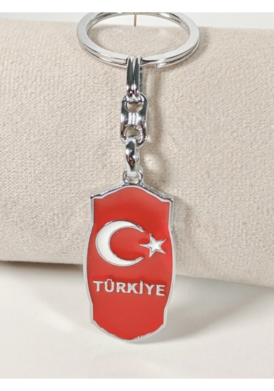Kırmızı Ay Yıldız Ve Türkiye Yazılı Metal Anahtarlık Milli Sembollerin Şık Yorumu Çok Renkli