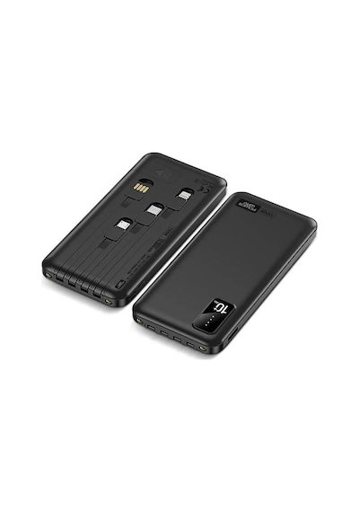 Powerway Tx109 10.000mah Kablolu Dijital Göstergeli Fenerli Powerbank Dahili Telefon Stand Micro - Type C - Lightning