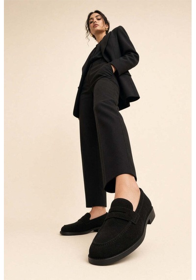 37brandshoes Siyah Süet Penny Loafer Siyah Siyah