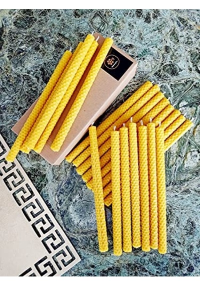 20 Adet Dilek Mumu 21cm Doğal Petek Balmumu Mum Sarma El Yapımı Bal Mumu Mum Beeswax Candle Diğer