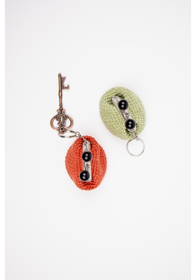 Fabric Craft Bag Mini Bozuk Para Cüzdanı Anahtarlık Klipsli Kiremit