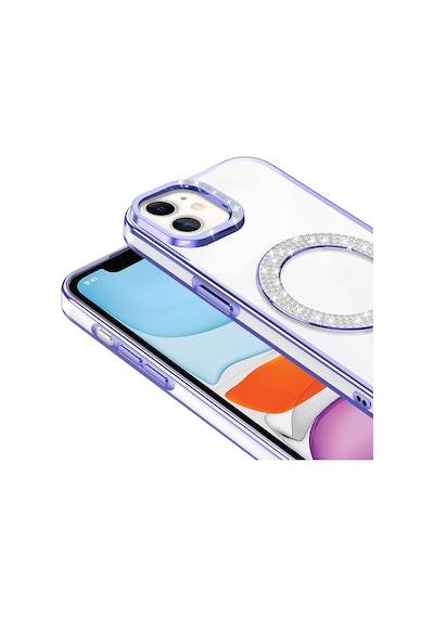 Teleplus Apple Uyumlu iPhone 11 Kılıf Karetta Diamod Taş Desenli Magsafeli Kapak