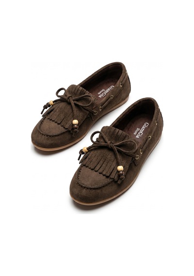 Giamgia Store Püsküllü Boncuk Detaylı Kahverengi Süet Makosen Loafer Ayakkabı-2415