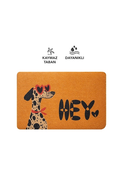 Cocojoy Pj009a Hey Köpek Desenli Kalın Kaymaz Taban Nem Alıcı Şık Tasarım Kapı Önü Paspası Renklı