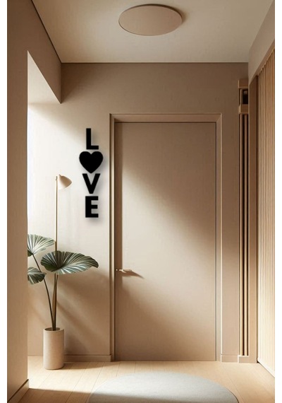 Love Yazılı Aşk Temalı 4'lü Duvar Dekoru Ahşap Tablo