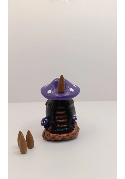 Tedi Sanat Mor Mantar Mini Geri Akış Konik Tütsülük Buhurdanlık