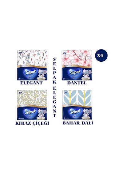 Selpak Deluxe Elegant Design Desenli Peçete 4'lü