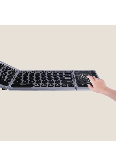 Lenyes Wk110 Num Touch Pad Özellikli Katlanabilir Bluetooth Bağlantılı Kablosuz Klavye Siyah