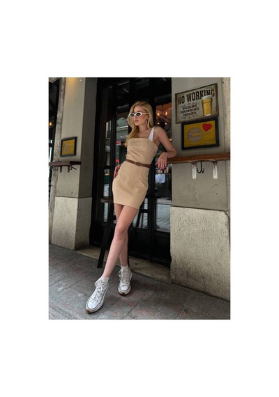Rabia Çelik Kemerli Nude Elbise Nude Nude