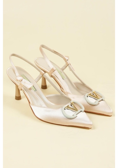 Birikon V Tokalı Saten Stiletto Ten-ten Ten
