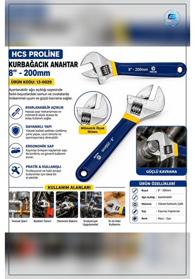 Kurbağacık Anahtar 200x24 Mm 8 İnç Yüksek Karbon Çelik Tesisat Ot