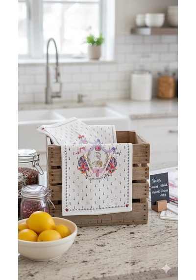 Cath Kidston Desenli Mutfak Kurulama Bezi 1-adet Beyaz - Yeşil