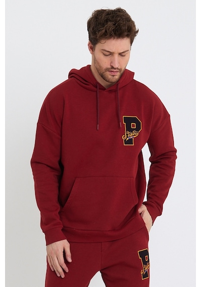Polostate Erkek Kapüşonlu 3 İplik Sweatshirt Bordo