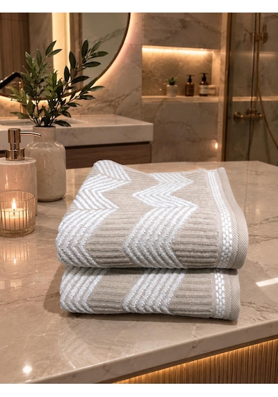 2 Li Özdilek %100 Pamuk Tappeto Kadife El Yüz Havlusu 50 X 90 Krem
