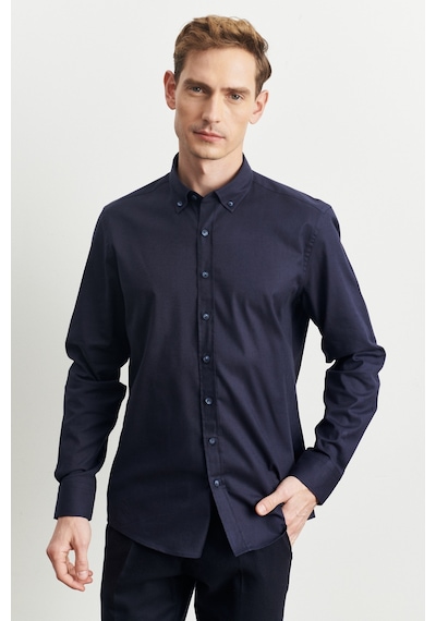 AC&Co / Altınyıldız Classics Erkek LACI Slim Fit Dar Kesim Düğmeli Yaka Gabardin Desenli Gömlek Çok Renkli