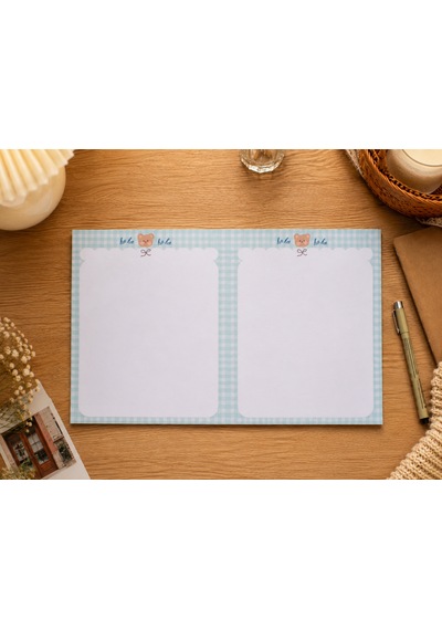 Yeşil Pötikate Yatay A4 Note Pad Açık Yeşil