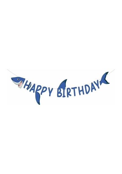 Köpek Balığı Temalı Happy Bırthday 3dbanner 120 Cm Tüm Yaşlar