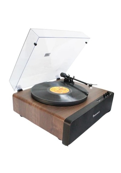 Nostaljik Ahşap Kaplama Pikap 33x45 Plaklar Bass Bluetooth Crownwell Vegas Plus Renk Siyah