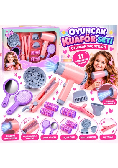 F2361 Oyuncak Kuaför Set Oyuncak Saç Stilisti Pembe
