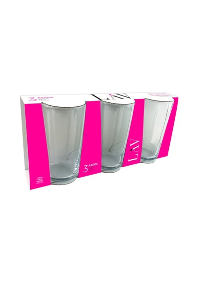 Lav Assos Cam Meşrubat Bardağı 3'lü 490 ml (Su/Kokteyl/Soğuk Kahve/Smoothie /Milkshake Bardağı )