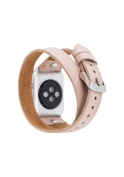 Bouletta Apple Uyumlu  Watch Deri Kordon 38-40-41mm Slim Double Tour ST NU1 Pembe