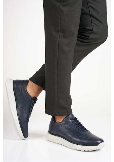Fame Step Hakiki Deri Erkek Yürüyüş Ayakkabısı Casual Comfort Bağcıklı Ortopedik Günlük Rahat Taban Lacivert Sneaker Palermo