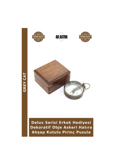 Delux Serisi Erkek Hediyesi Dekoratif Obje Askeri Hatıra Ahşap Kutulu Pirinç Pusula