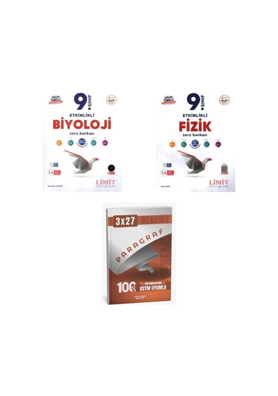 2027 Limit 9. Sınıf Etkinlikli Maarif Biyoloji + Fizik Soru + Anla Kazan Paragraf Deneme 3'lü Set