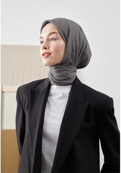 Bambu Kraş Eşarp Tesettür Giyim, Hafif, Rahat, Şık, Yüksek Kalite, Hijab, Scarf, Shawl Koyu Gri