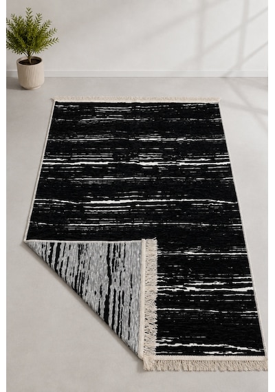 Kilim Paspas Çok Amaçlı Halı Makinede Yıkanabilir Toz Yapmaz Siyah 4