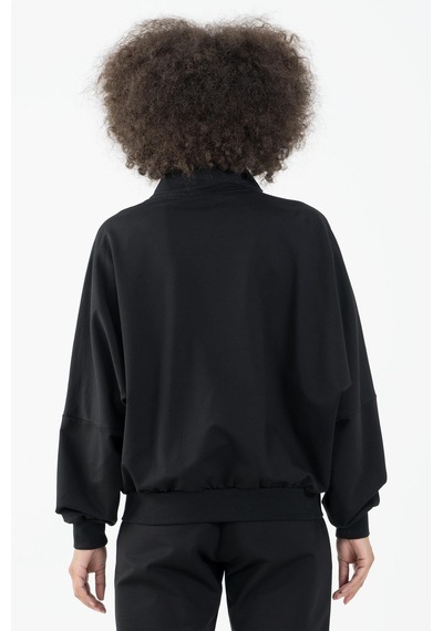 Maraton Sportswear Oversize Kadın Dik Yaka Uzun Kol Basic Siyah Tracktop 22176-siyah Siyah
