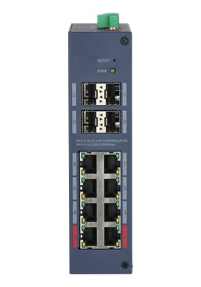 Dahua Chs4412-8gt-125 8 Port Gıgabıt + 4xgıgabıt Sfp Uplınk Cloud Yönetilebilir 125w Poe Endüstriyel